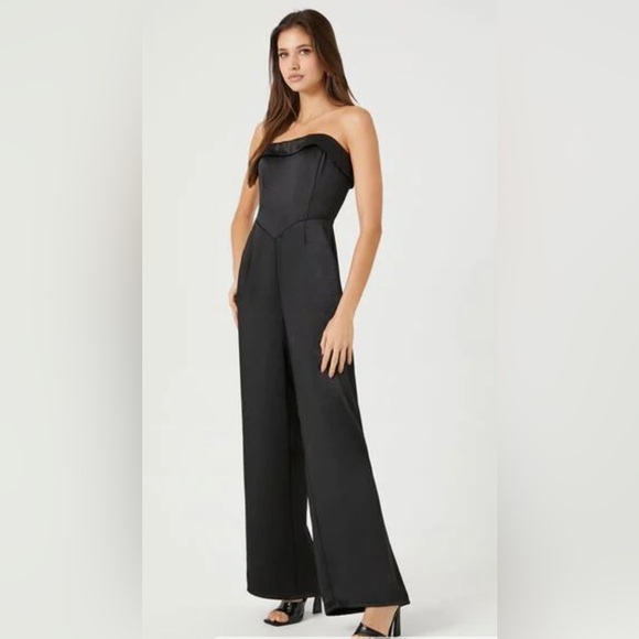 NWT Satin Foldover Strapless Jumpsuit - Picture 3 of 6
